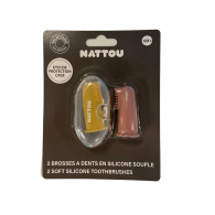 Nattou Escova Dentes Silicone Rosa/Amarelo 6M + Caixa de proteo