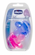 Chicco Chupeta Physio Soft Silicone Rosa 12m+ x2